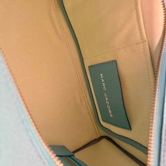 SOLD! NWT MARC JACOBS MEDIUM LEATHER TOTE BLUE WITH STRAP AUTHENTIC - Picture 7 of 9